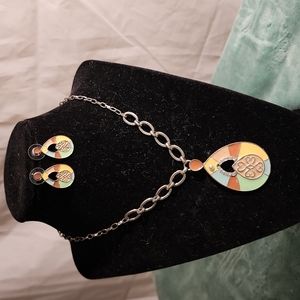 Oval Enamel Necklace Set